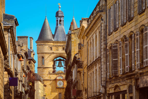 Street view of old city in bordeaux, France, typical  buildings from the region, part of unesco world heritage